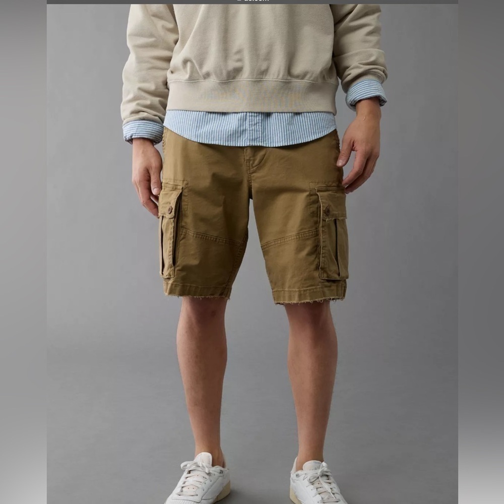 American Eagle sz 26 Beige Ne(x)t Level Classic 10" Khaki Cargo Shorts New